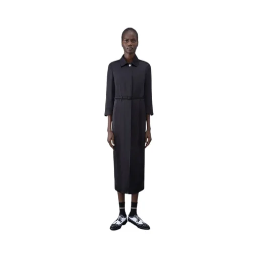 Belted-Waist Satin Shirtdress