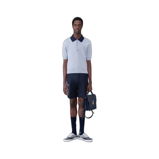 Contrasting-Collar Detail Polo Shirt