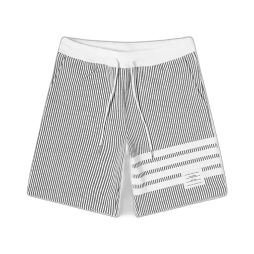 4-Bar Striped Seersucker Drawstring Shorts