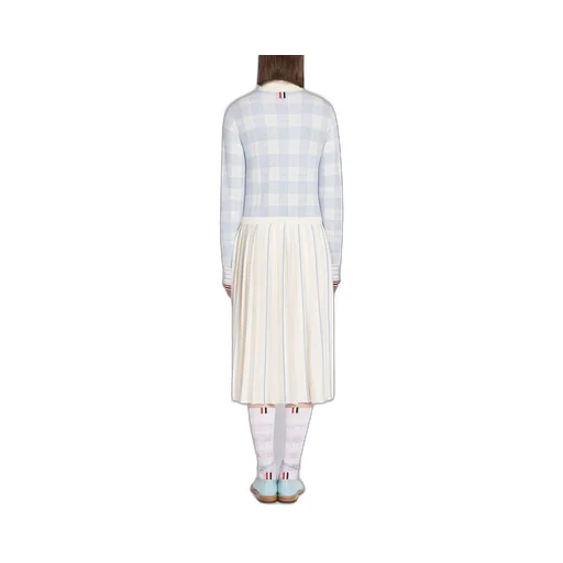 Checked Jacquard Wool Cardigan Dress
