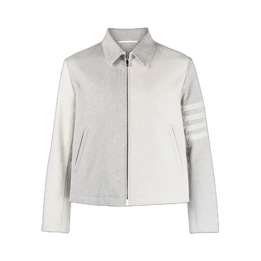 4-Bar Stripe Detailed Zipped Jacket