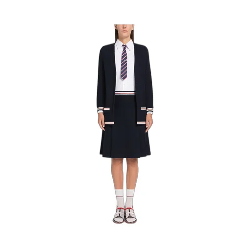 Rwb Striped Ribbed Long-Sleeve Cardigan