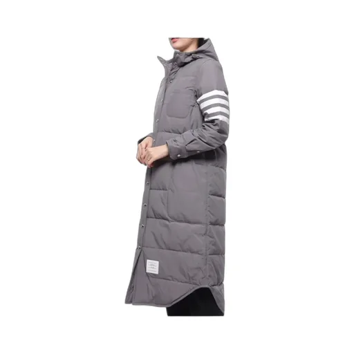 4 Bar Striped Padded Long Coat