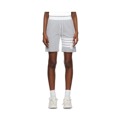4-Bar Striped Seersucker Drawstring Shorts