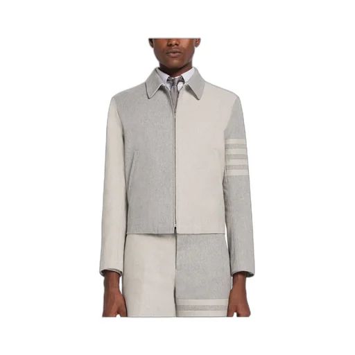 4-Bar Stripe Detailed Zipped Jacket