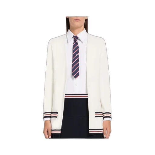 Rwb Striped Ribbed Long-Sleeve Cardigan