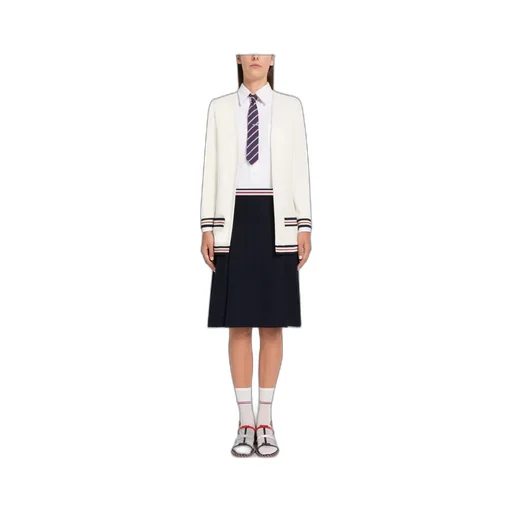 Rwb Striped Ribbed Long-Sleeve Cardigan