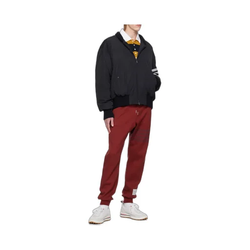 4-Bar Stripe Zipped Bomber Jacket