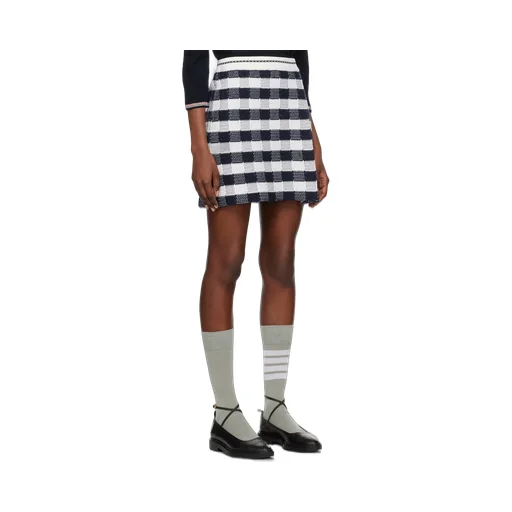 Gingham-Check Jacquard Miniskirt