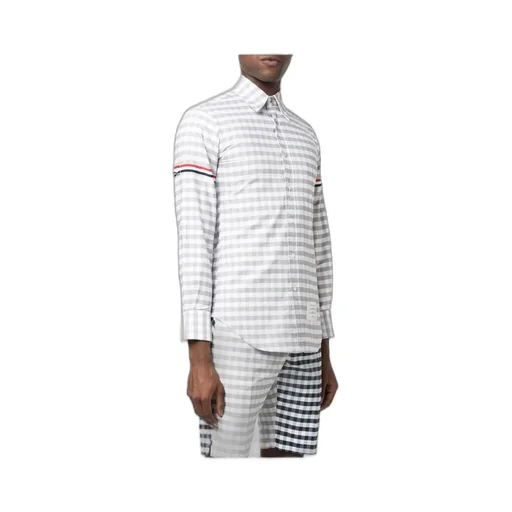Rwb-Striped Gingham Buttoned Shirt