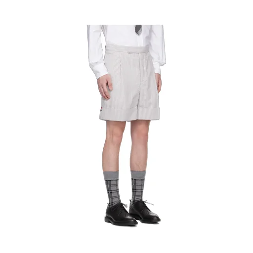 Striped Seersucker Cuff Shorts