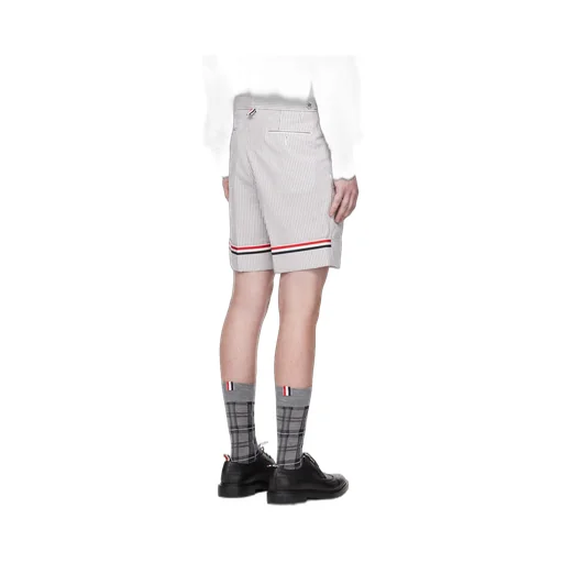 Striped Seersucker Cuff Shorts