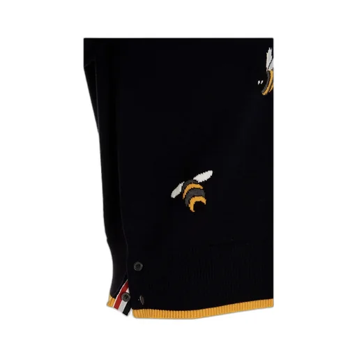 4-Bar Birds Bee Intarsia-Knitted Polo Shirt