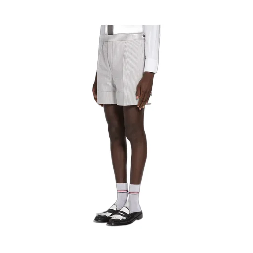 Striped Seersucker Cuff Shorts