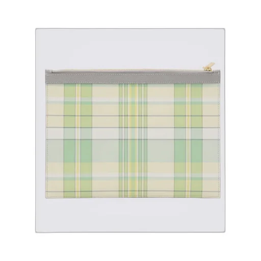 Plaid-Checked Printed Zipped Clutch Bag