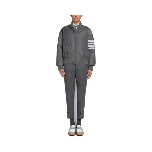 4-Bar Striped Zipped Bomber Jacket