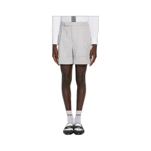 Striped Seersucker Cuff Shorts