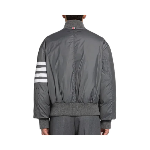 4-Bar Striped Zipped Bomber Jacket