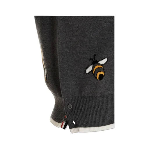4-Bar Birds Bee Intarsia-Knitted Polo Shirt