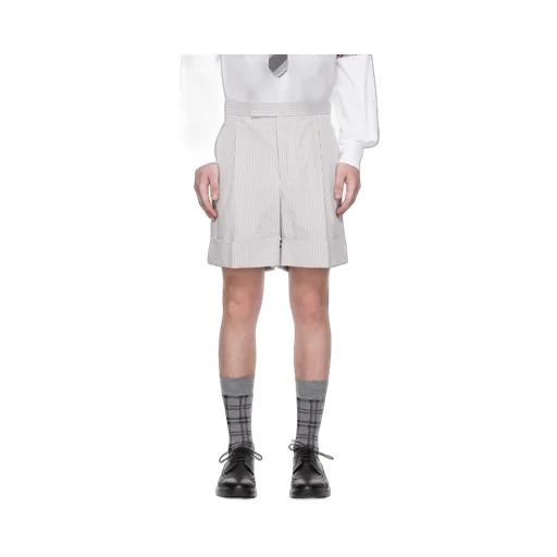 Striped Seersucker Cuff Shorts