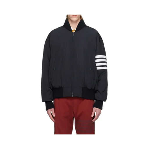 4-Bar Stripe Zipped Bomber Jacket