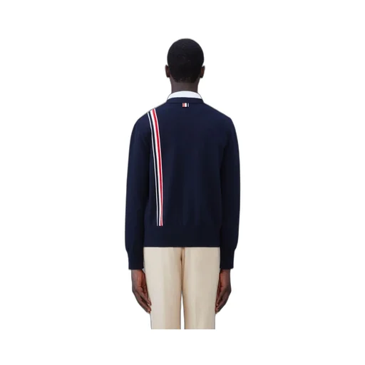 Rwb Striped Intarsia Button-Up Cardigan