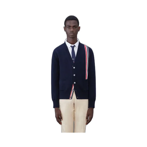 Rwb Striped Intarsia Button-Up Cardigan