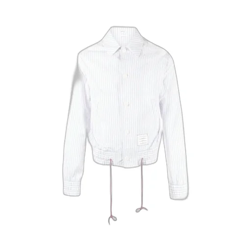 Striped Drawstring Waistband Shirt Jacket