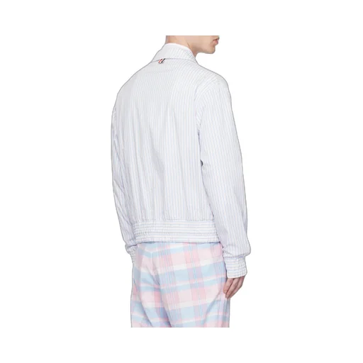 Striped Drawstring Waistband Shirt Jacket