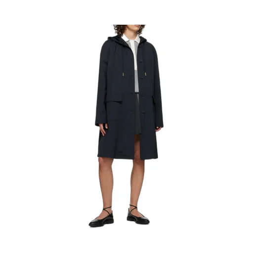 Single-Breasted Drawstring Hooded Parka