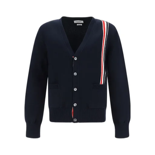 Rwb Striped Intarsia Button-Up Cardigan