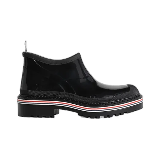 Stripe Trimmed Round-Toe Ankle Boots