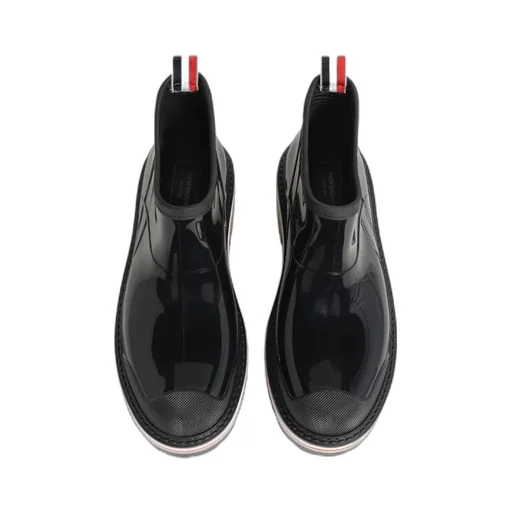 Stripe Trimmed Round-Toe Ankle Boots