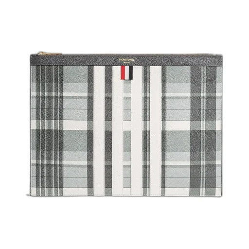 Checkered Zipped Clutch Bag