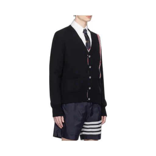 Rwb Striped Intarsia Button-Up Cardigan
