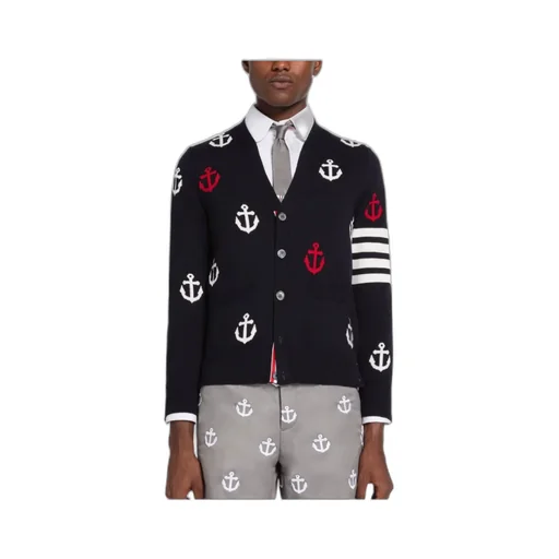 4-Bar Anchor Intarsia Cardigan