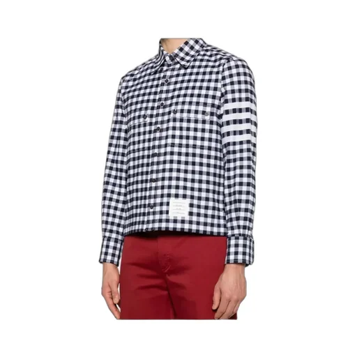 Gingham-Pattern Buttoned Shirt