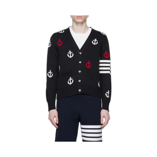 4-Bar Anchor Intarsia Cardigan