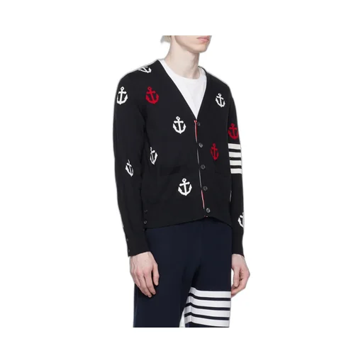 4-Bar Anchor Intarsia Cardigan