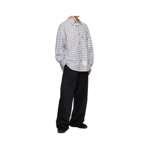 Gingham-Pattern Buttoned Shirt