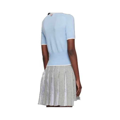 Ribbed-Knit Short-Sleeve Polo Top