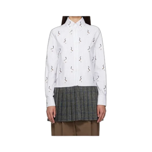 Pleated-Hem Striped Shirt