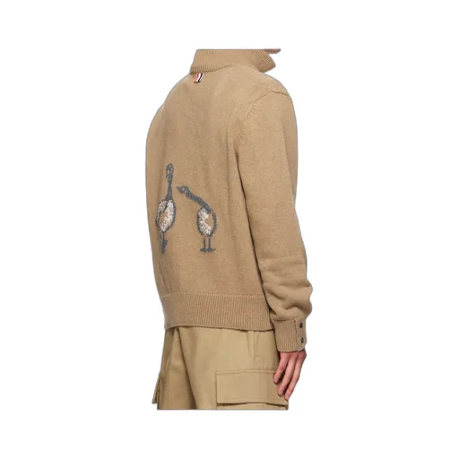Geese Intarsia Mock Neck Pullover