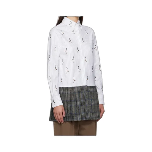 Pleated-Hem Striped Shirt