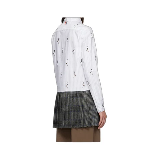 Pleated-Hem Striped Shirt