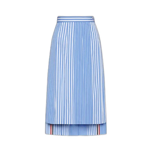 Pleated Striped Midi Skirt
