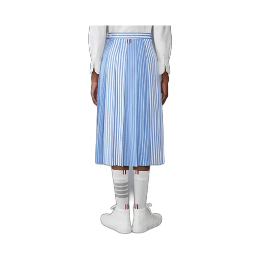 Pleated Striped Midi Skirt