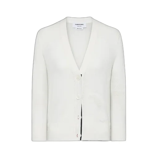 Feather-Intarsia Cotton Cardigan