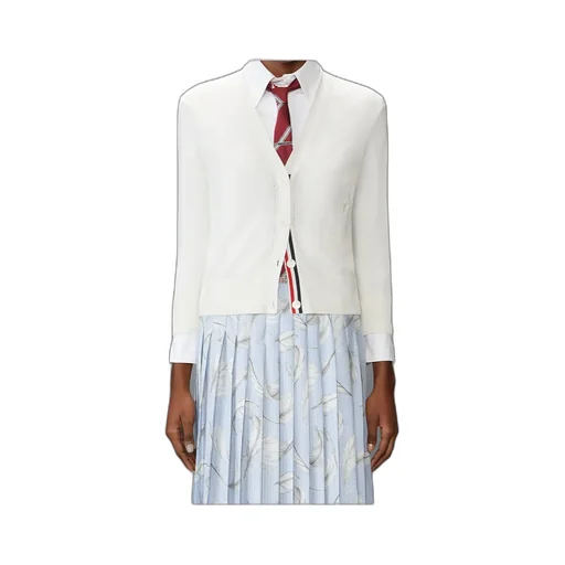 Feather-Intarsia Cotton Cardigan
