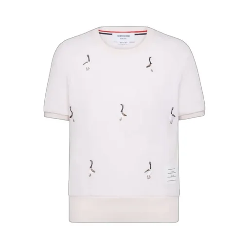 Geese-Embroidered Cotton T-Shirt